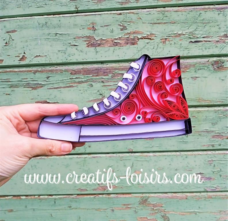 Basket chaussure converse rouge en quilling