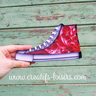 Basket chaussure converse rouge en quilling