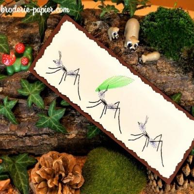 Broderie papier marque page fourmis