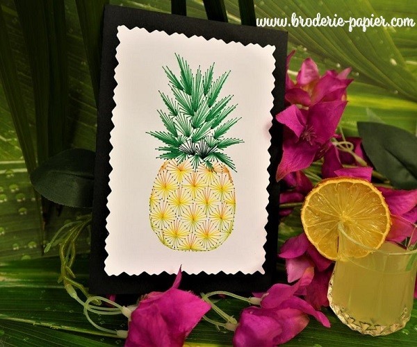 Broderie sur papier ananas