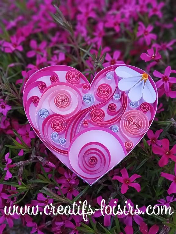 Quilling : cœur rose