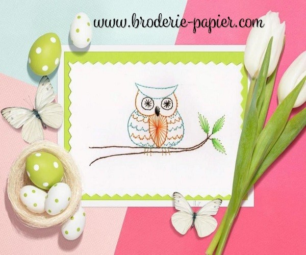 Broderie sur papier Hibou