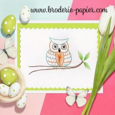 Broderie sur papier Hibou