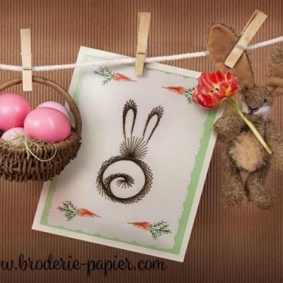 Broderie sur papier Lapin aux carottes