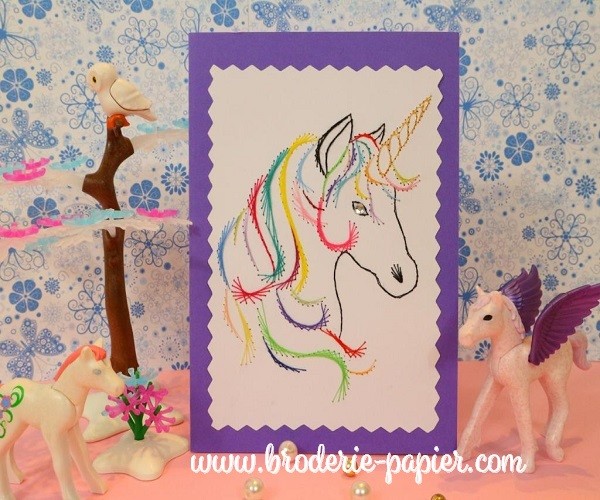 Broderie sur papier Licorne