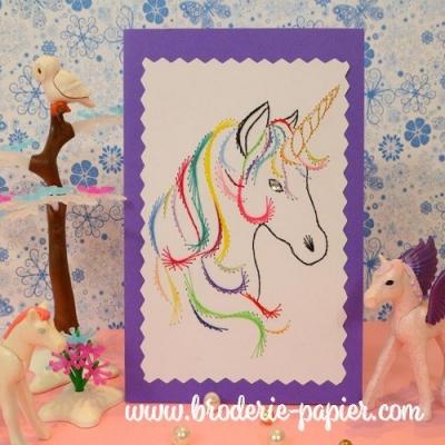 Broderie sur papier Licorne