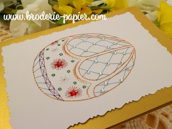 Broderie sur papier Œuf type Fabergé