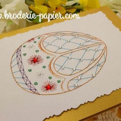 Broderie sur papier Œuf type Fabergé