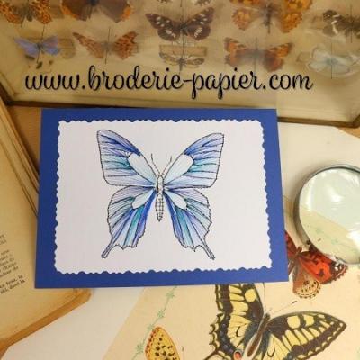 Broderie sur papier Papillon bleu