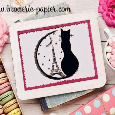 Broderie sur papier le chat de Paris