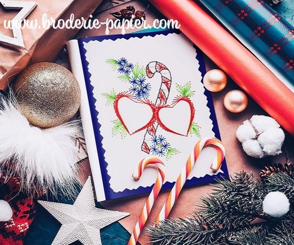 Broderie sur papier sucre d'orge de Noël