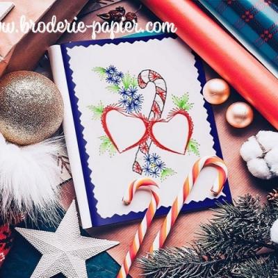 Broderie sur papier sucre d'orge de Noël