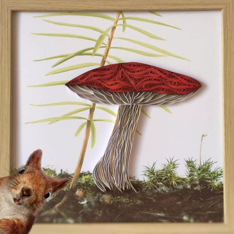 Tableau quilling : champignon rouge