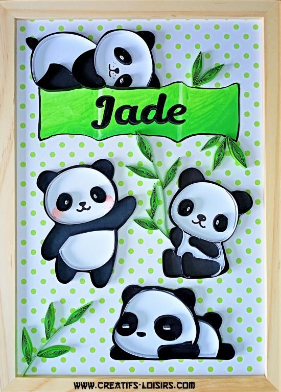 Quilling tableau prénom panda 