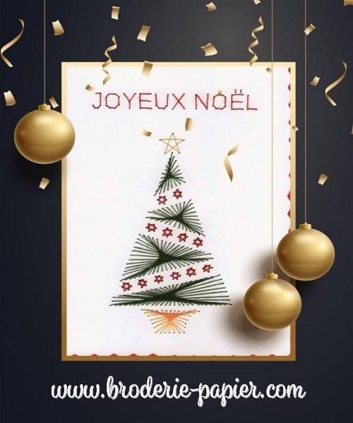 Broderie sur papier Sapin de noël