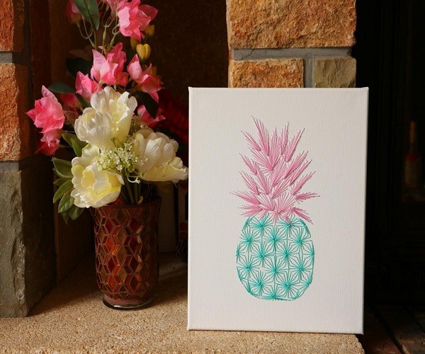 Tableau fil tendu sur toile Ananas