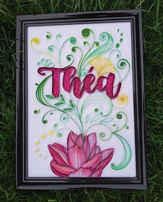 Tableau prénom quilling Théa