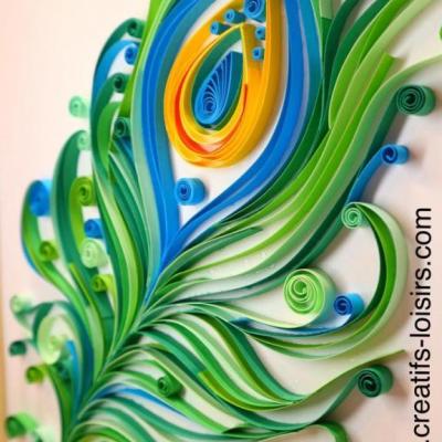 Tableau quilling plume de paon