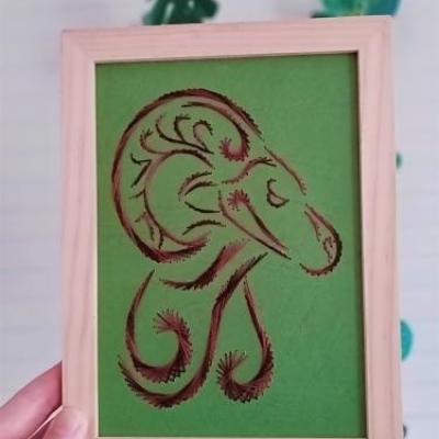 Broderie sur papier Signe du zodiaque Bélier