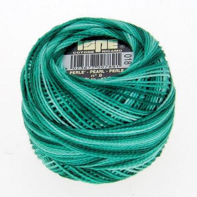 Bobine de coton perlé n°8 : dégradé turquoise et vert 018