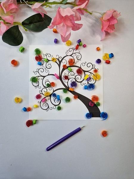 03 tuto quilling arbre de vie paperolles rouler bande papier
