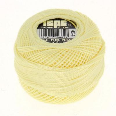 Bobine de coton perlé n°8 : JAUNE PASTEL, 424