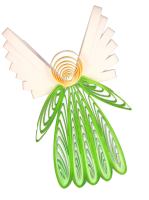 Ange vert quilling peigne papier paperolle fait main artisanat