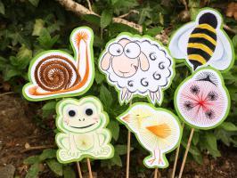 Animaux broderie papier patron escargot abeille mouton poussin coccinelle grenouille loisir creatif modele eugenie