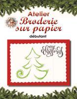 Atelier broderie sur papier carte sapin de noel