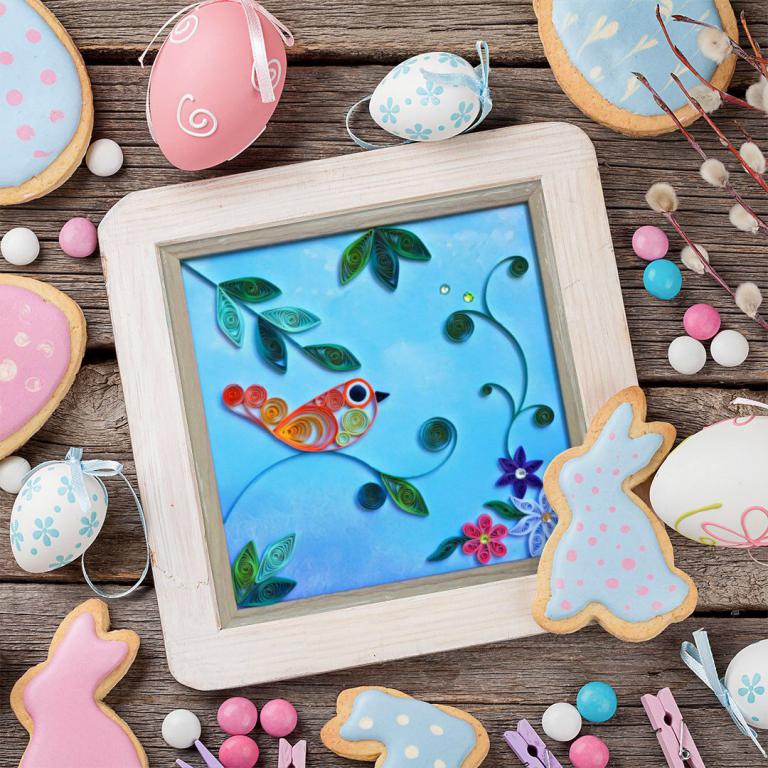 Atelier tableau quilling oiseau eugenie creativa bruxelles 1
