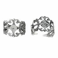 Bague fleur argent veilli ajustable quilling customiser diy decorer bijoux fantaisie vue dessous