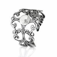 Bague fleur argent veilli ajustable quilling customiser diy decorer bijoux fantaisie