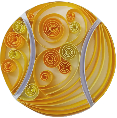 Balle tennis quilling paper art bande papier roule jaune