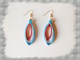 Bijoux boucles d oreille quilling amande bleu blanc rouge loisirs creatifs 03