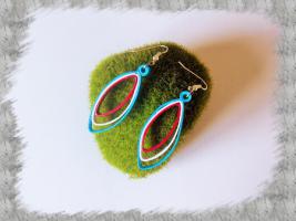 Bijoux boucles d oreille quilling amande bleu blanc rouge loisirs creatifs loisirs creatifsloisirs creatifs 01