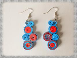 Bijoux boucles d oreille quilling cercles serres bleu et orange 02