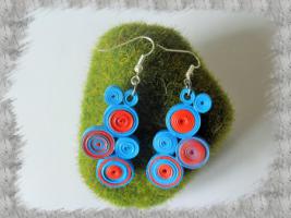 Bijoux boucles d oreille quilling cercles serres bleu et orange 2