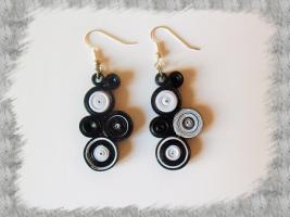 Bijoux boucles d oreille quilling cercles serres noir et blanc loisirs creatifs 02