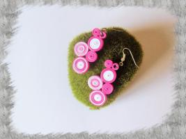 Bijoux boucles d oreille quilling cercles serres rose blanc loisirs creatifs 01 1