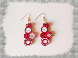 Bijoux boucles d oreille quilling cercles serres rouge et blanc loisirs creatifs 02