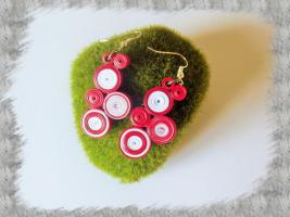 Bijoux boucles d oreille quilling cercles serres rouge et blanc loisirs creatifs 2