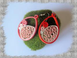 Bijoux boucles d oreille quilling dentelle orange 01