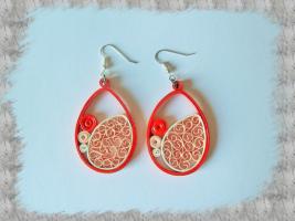 Bijoux boucles d oreille quilling dentelle orange 02