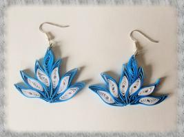 Bijoux boucles d oreille quilling lotus bleu et blanc loisirs creatifs 02