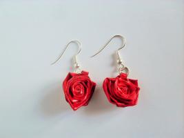 Bijoux boucles d oreille quilling rose loisirs creatifs 3