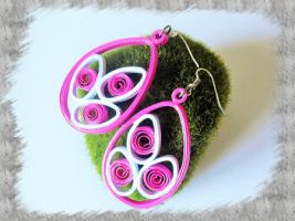 Bijoux boucles d oreille quilling rose