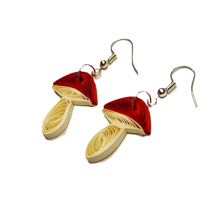 Boucles d oreilles champignon quilling papier diy automne modele facile