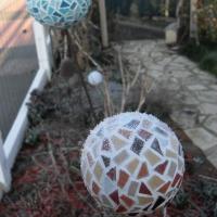 Boule mosaique deco de jardin tuteur hiver gel loisirs creatifs eugenie