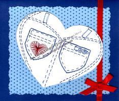 Broderie papier coeur jeans pantalon bleu rouge blanc loisir creatif eugenie patron modele