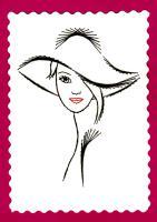 Broderie papier femme au chapeau meche de cheveux loisir creatif eugenie